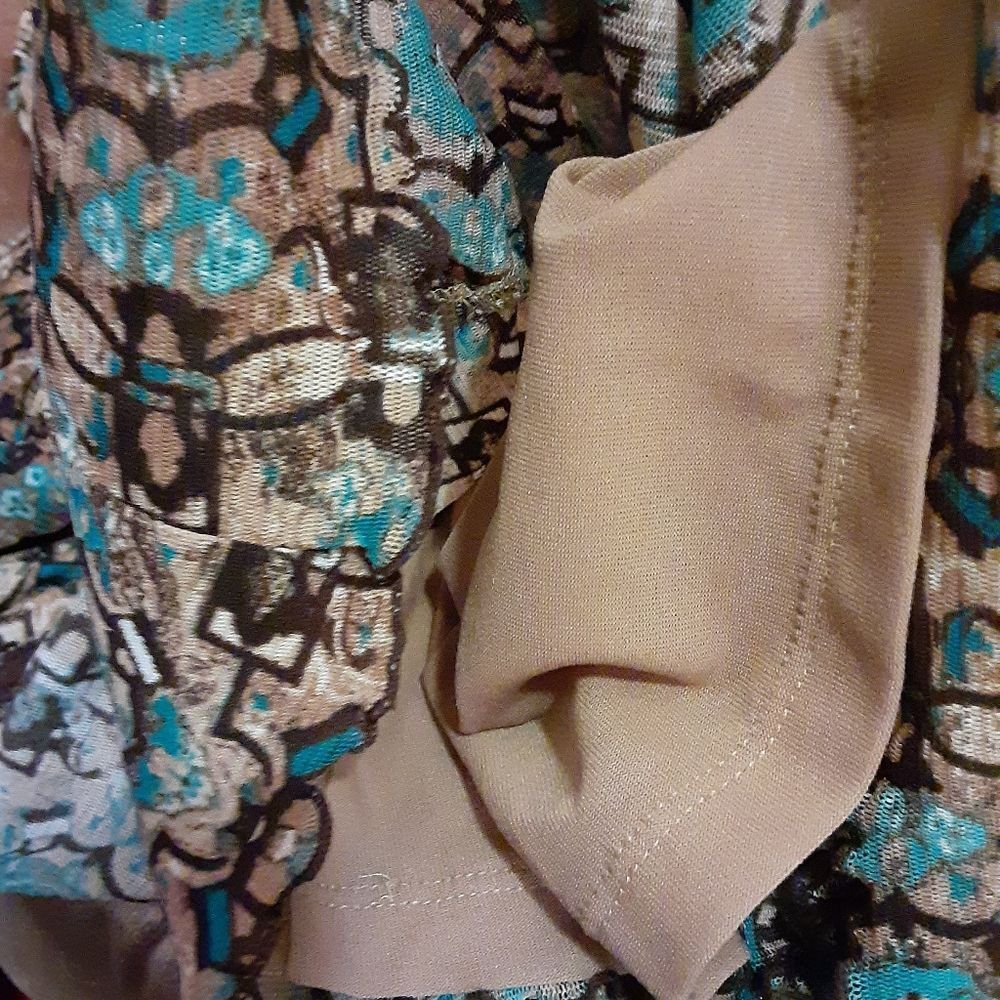 Vintage 2Pc Brown and Turquoise Fully Lined Skirt Set Sz MP - Picture 10 of 14